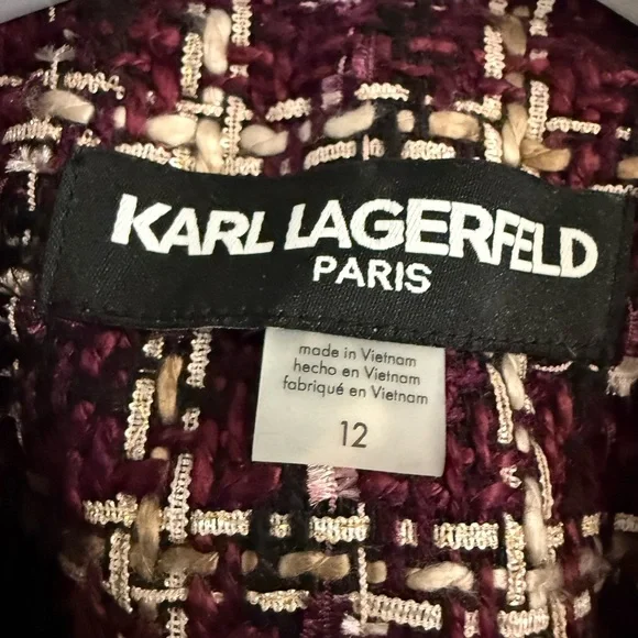 Karl Lagerfeld Ashland Aubergine windowpane plaid Blazer size 12 never worn - Picture 6 of 6